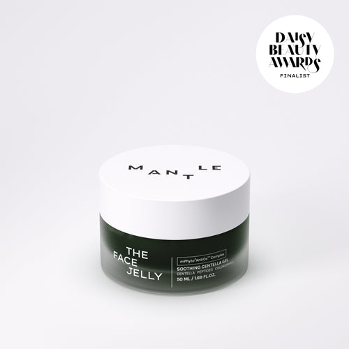 The Face Jelly by MANTLE - super-hydrating gel moisturiser for dewy skin, in a glass bottle