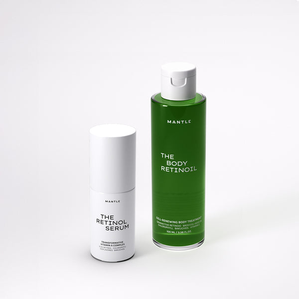 The Retinol Duo by MANTLE - ultimate solution for total skin renewal, featuring The Retinol Serum and The Body Retinoil