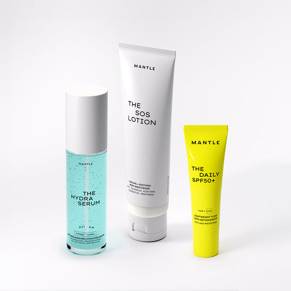 The Summer Trio by MANTLE - three hydrating, protective and cooling skincare products